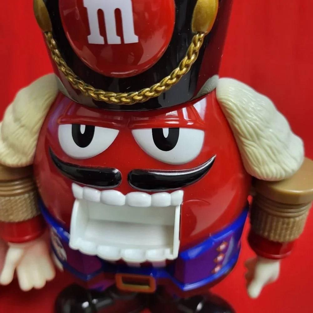 M&M's Candy Dispenser Nutcracker Sweet Holiday Blue Character with Red Holiday S